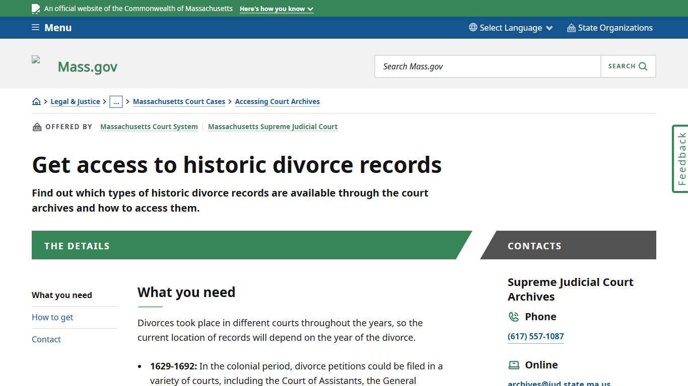 Get access to historic divorce records Mass.gov
