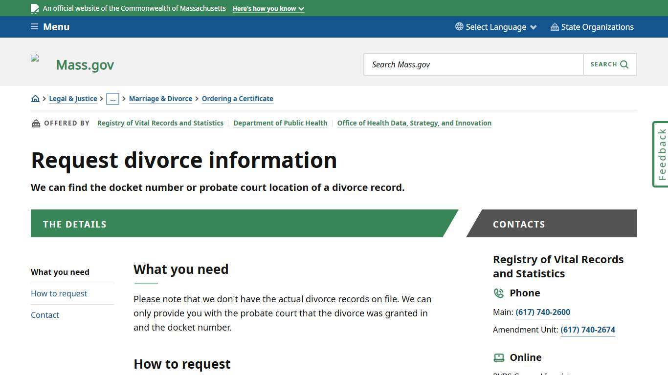 Request divorce information Mass.gov